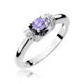 Złoty pierścionek ozdobiony diamentami i tanzanitem 0,50 ct