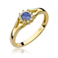 Złoty pierścionek ozdobiony diamentami i tanzanitem 0.15 ct