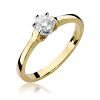 Złoty pierścionek zaręczynowy ozdobiony diamentem 0.25 ct 