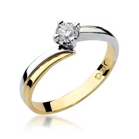 Złoty pierścionek zaręczynowy ozdobiony diamentem 0.25 ct