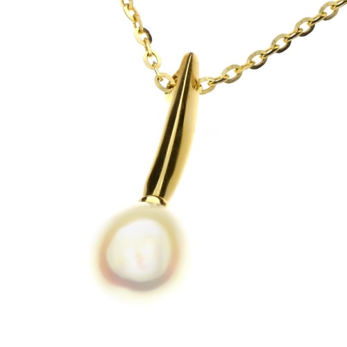 Złoty naszyjnik ozdobiony perłą