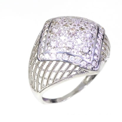 Pierścionek srebrny ażurowy cyrkonie