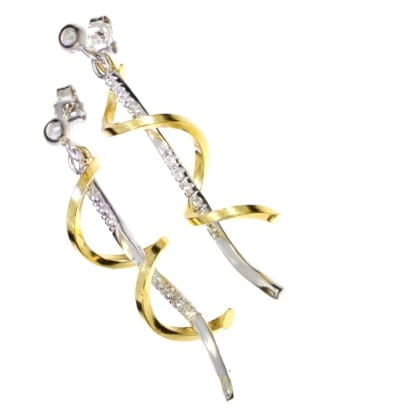 Złote okazałe kolczyki ozdobione cyrkoniami