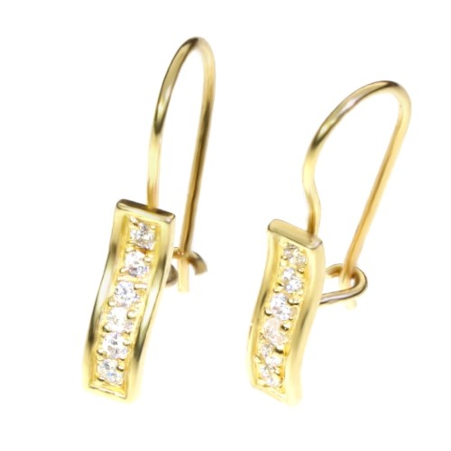Złote kolczyki wiszące ozdobione cyrkoniami