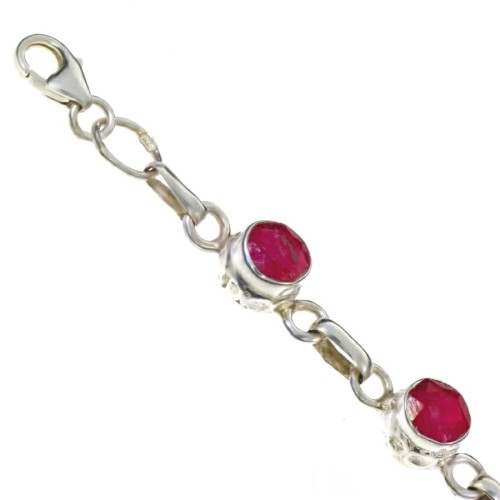 Bransoletka srebrna z rubinami elementowa
