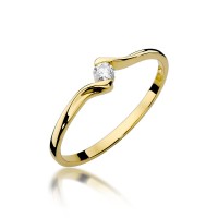 Złoty pierścionek zaręczynowy ozdobiony diamentem 0.09 ct