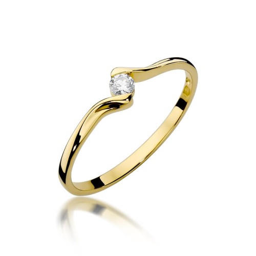 Złoty pierścionek ozdobiony diamentem 0.09 ct