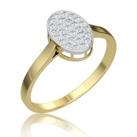 Zaręczynowy pierścionek z białego żółtego złota z brylantami 0,14ct