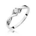Zaręczynowy pierścionek z białego żółtego złota brylant 0.08ct