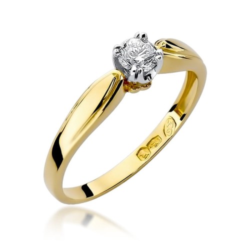 Zaręczynowy pierścionek białe żółte złoto brylant 0,24ct