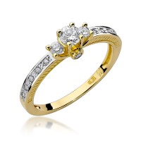 Pierścionek zaręczynowy białe żółte złoto z brylantami 0,42ct