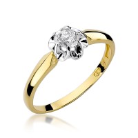 Zaręczynowy pierścionek białe żółte złoto brylant 0,23ct