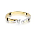 Zaręczynowy pierścionek z białego żółtego złota brylant 0.04ct