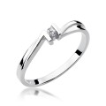 Zaręczynowy pierścionek z białego żółtego złota brylant 0.04ct