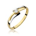 Zaręczynowy pierścionek białe żółte złoto brylant 0,08ct