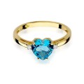 Pierścionek z żółtego białego złota topaz serce 1,20ct brylanty