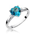 Pierścionek z żółtego białego złota topaz serce 1,20ct brylanty