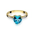 Pierścionek z żółtego białego złota topaz 1,20ct i brylanty