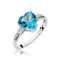 Pierścionek z żółtego białego złota topaz 1,20ct i brylanty