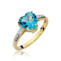 Pierścionek zaręczynowy z żółtego białego złota topaz 1,20ct i brylanty