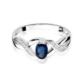 Pierścionek białe żółte złoto z szafirem 0,70ct i brylantami