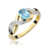 Pierścionek zaręczynowy z białe żółte złoto topaz 0,50ct