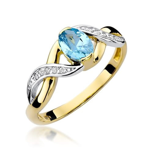 Pierścionek zaręczynowy z białe żółte złoto topaz 0,50ct