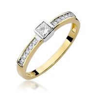 Złoty pierścionek zaręczynowy ozdobione brylantami 0,24 ct