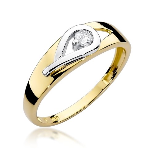 Złoty pierścionek ozdobiony diamentami 0,12 ct