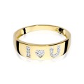 Złoty pierścionek "I love U" ozdobiony diamentami 0,07 ct