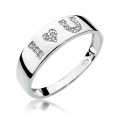 Złoty pierścionek "I love U" ozdobiony diamentami 0,07 ct