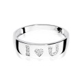 Złoty pierścionek "I love U" ozdobiony diamentami 0,07 ct