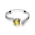 Złoty pierścionek ozdobiony diamentami i cytrynem 0.50 ct