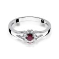 Złoty pierścionek ozdobiony diament i rubin 0.15 ct