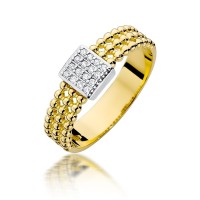 Złoty pierścionek zaręczynowy ozdobiony diamentami 0.08 ct