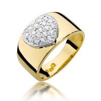 Złoty pierścionek zaręczynowy ozdobiony diamentami 0.26 ct