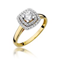 Złoty pierścionek zaręczynowy ozdobiony diamentami 0,50 ct
