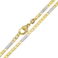 Złoty  łańcuszek figaro dwa kolory złota 45 cm 