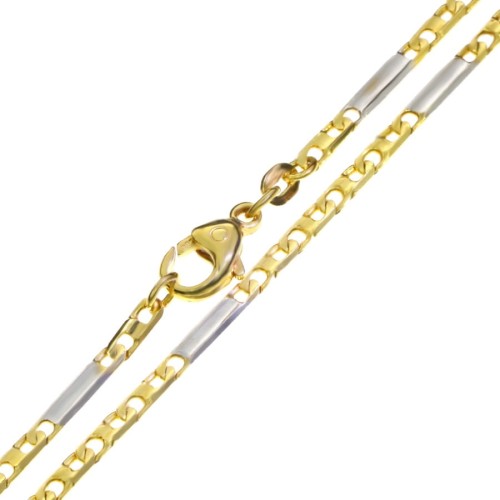 Złoty  łańcuszek figaro dwa kolory złota 45 cm