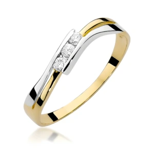 Pierścionek z białego żółtego złota brylant 0,12ct na zaręczyny