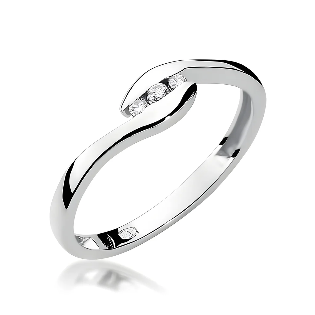 Pierścionek z białego żółtego złota brylanty 0,05ct zaręczyny
