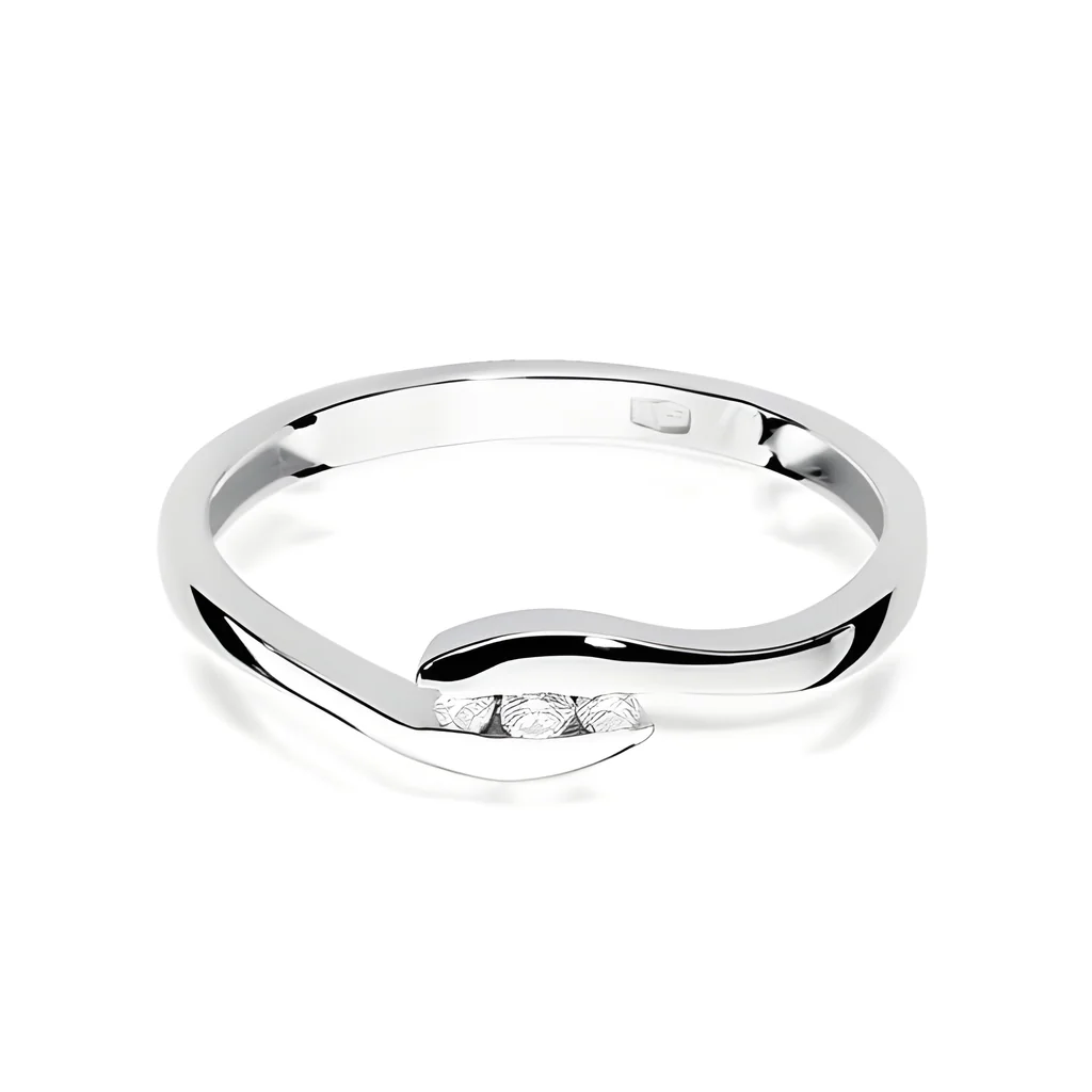 Pierścionek z białego żółtego złota brylanty 0,05ct zaręczyny