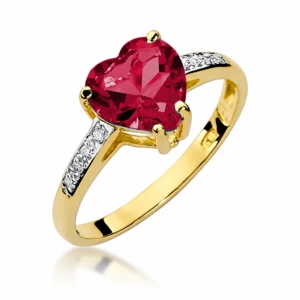 Pierścionek z żółtego białego złota rubin 1,70ct i brylanty