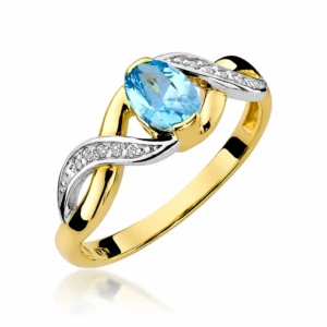 Pierścionek zaręczynowy z białe żółte złoto topaz 0,50ct