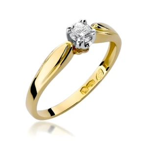 Zaręczynowy pierścionek białe żółte złoto brylant 0,24ct