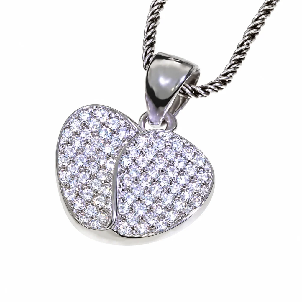 Zawieszka srebrna serce cyrkonie