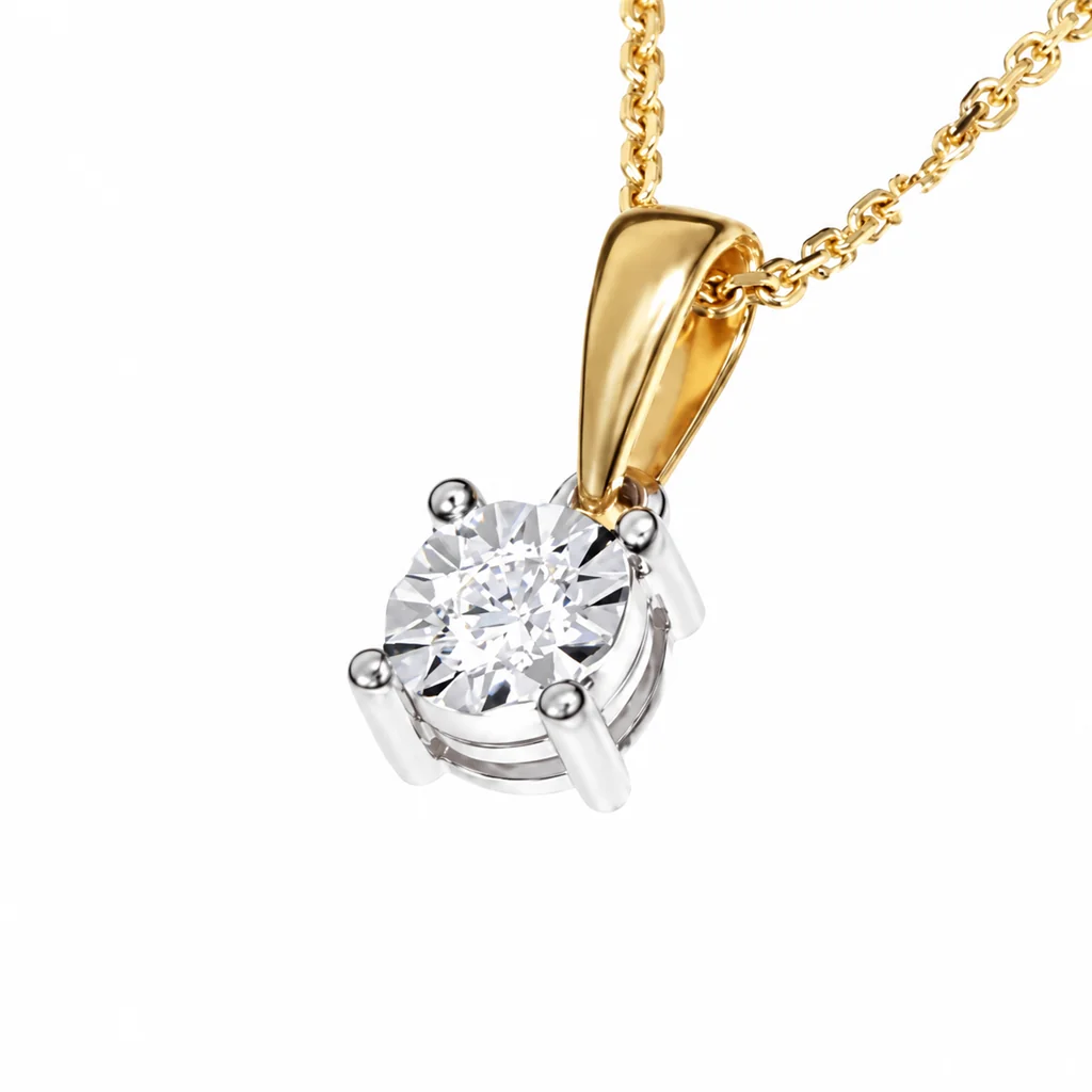 Złota zawieszka ozdobiona diamentem 0,08ct
