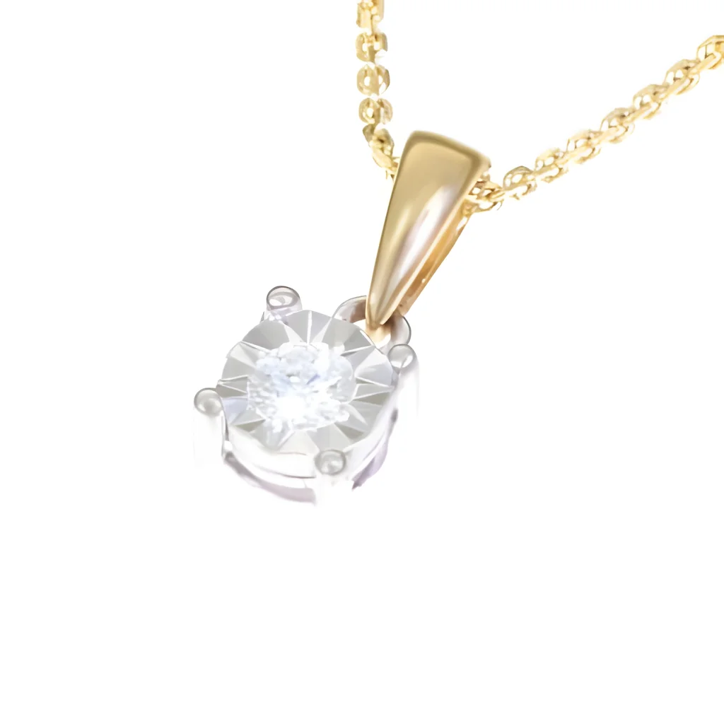 Złota zawieszka ozdobiona diamentem 0,08ct