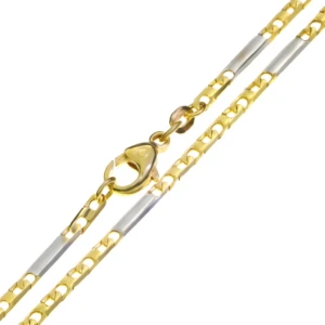 Złoty  łańcuszek figaro dwa kolory złota 45 cm