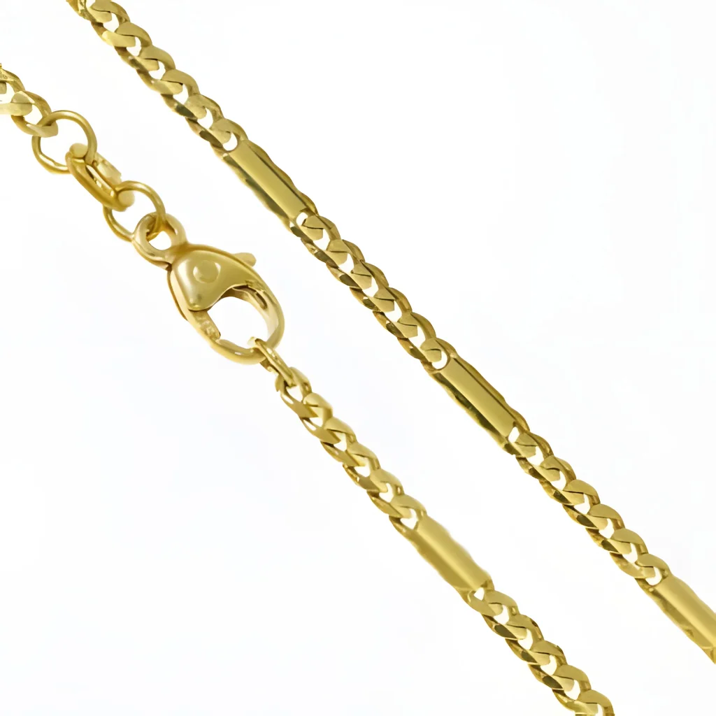 Złoty łańcuszek pancerka z blaszkami 45cm